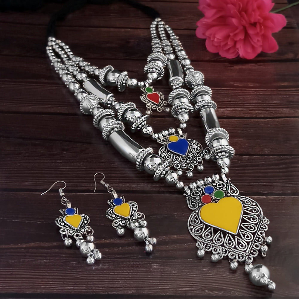 Jeweljunk Multicolour Navratri Special Three Layer Necklace Set