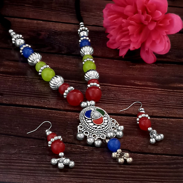 Jeweljunk Navratri Special Oxidised Plated Multicolour Necklace set