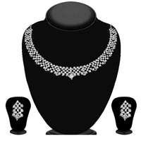 Kriaa Silver Plated Austrian Stone Necklace Set