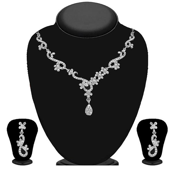 Kriaa Silver Plated Austrian Stone Necklace Set