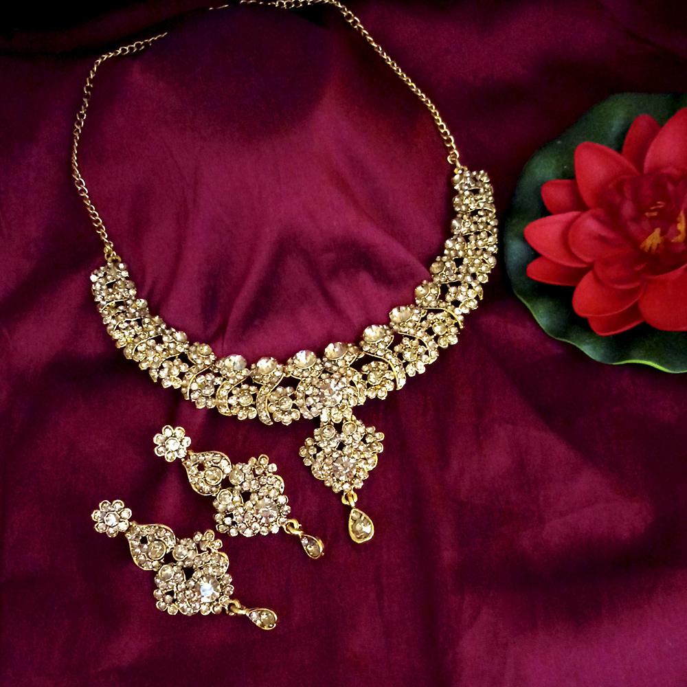 Kriaa Gold Plated Austrian Stone Necklace Set
