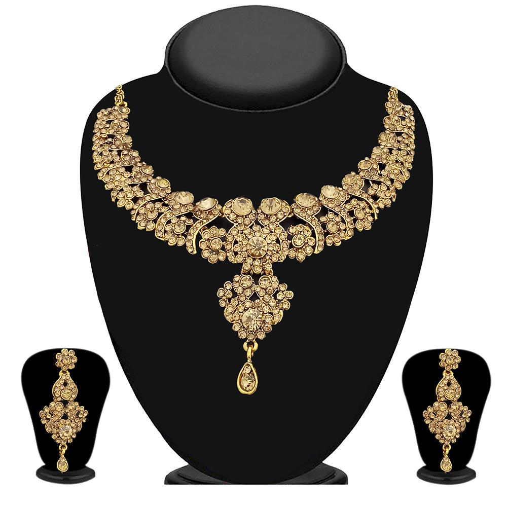 Kriaa Gold Plated Austrian Stone Necklace Set