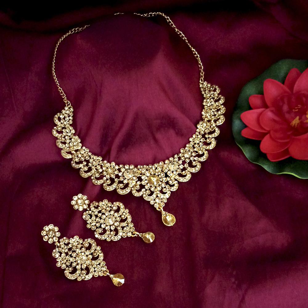Kriaa Gold Plated Austrian Stone Necklace Set
