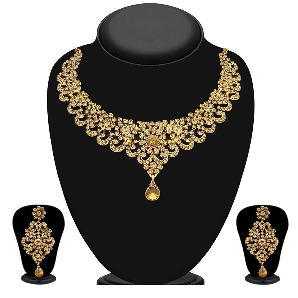 Kriaa Gold Plated Austrian Stone Necklace Set