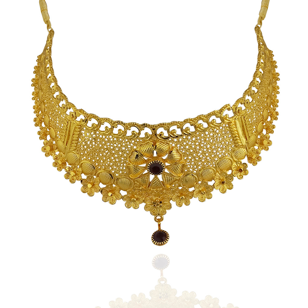 Kalyai Forming Look Gold Plated Stone Necklace Set