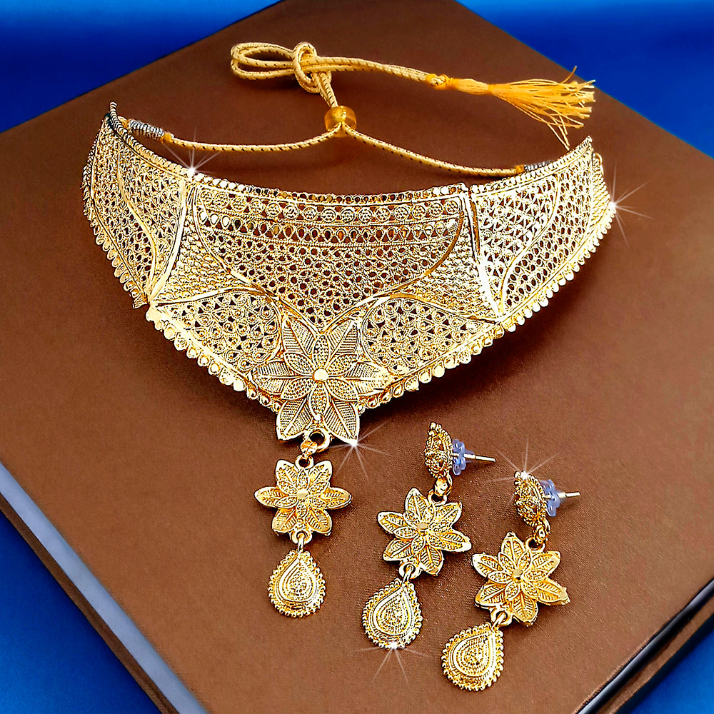 Kalyani Forming Gold Plated Traditional Designer Necklace & Earring Set