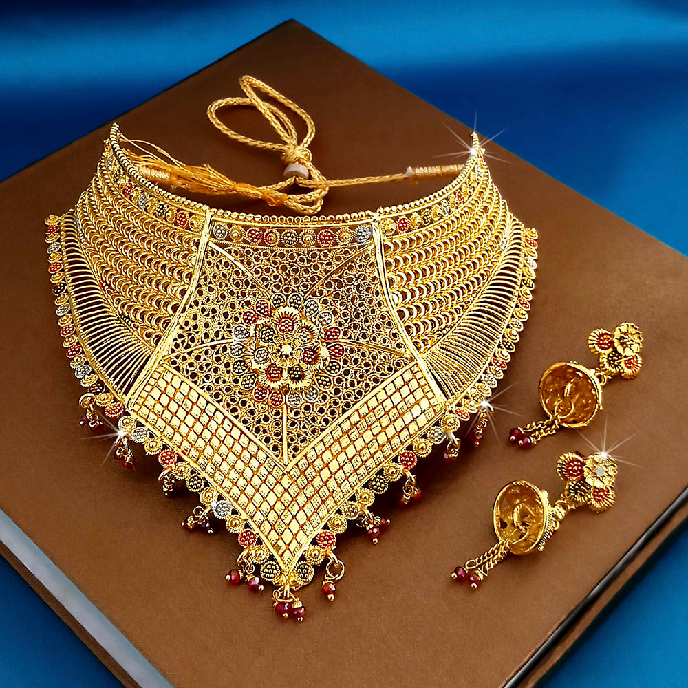 Kalyani Forming Gold Plated Traditional Designer Necklace & Earring Set