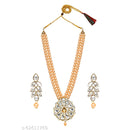 SNERA Gold Plated Crystal Stone & Beads Necklace Set