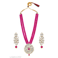 SNERA Gold Plated Crystal Stone & Beads Necklace Set
