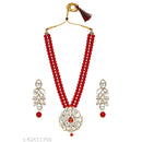 SNERA Gold Plated Crystal Stone & Beads Necklace Set