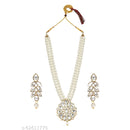SNERA Gold Plated Crystal Stone & Beads Necklace Set