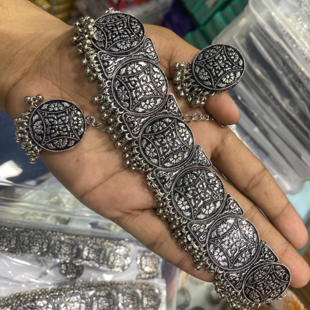 SNERA Black Oxidized Plated Necklace Set