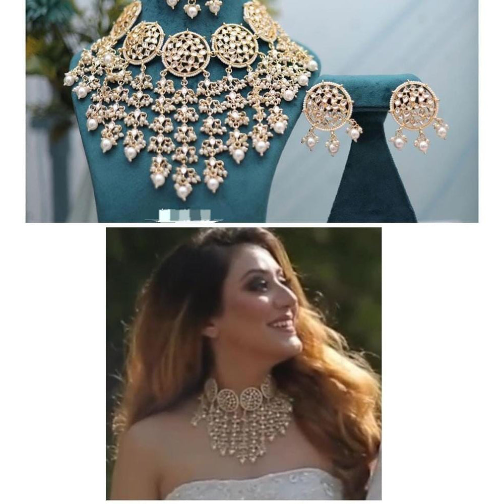 SNERA Gold Plated Kundan Stone Necklace Set