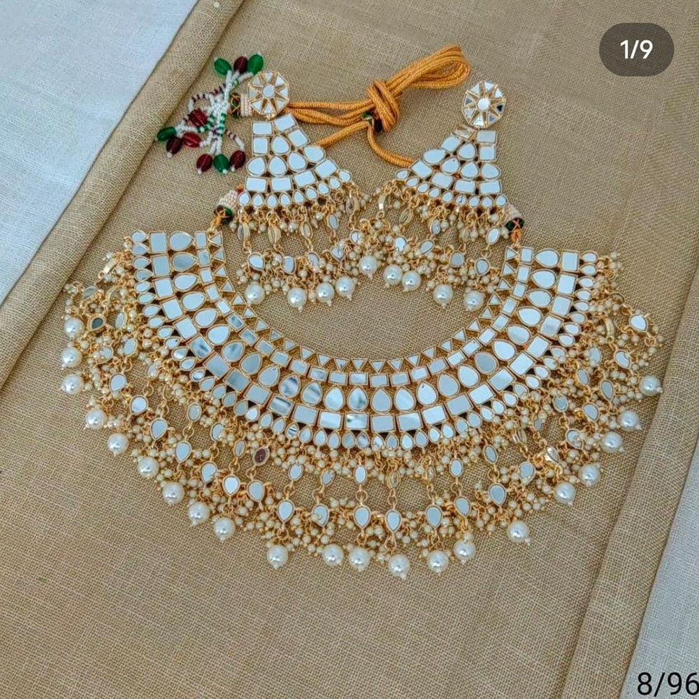 SNERA Gold Plated Mirror & Beads Necklace Set