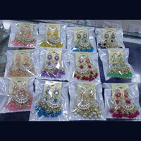 SNERA Gold Plated designer Kundan Stone & Meenakari Dangler Earrings