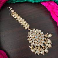 SNERA Gold Plated Kundan Stone & Pearl  Maang Tikka