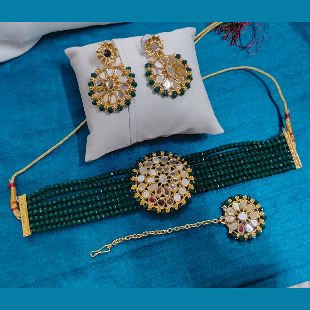 SNERA Gold Plated Mirror & Beads Necklace Set