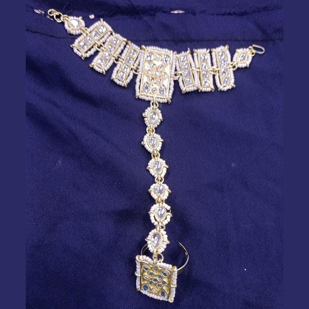 SNERA Gold Plated Kundan Stone Chain Hand Panja
