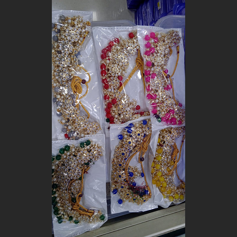 SNERA Gold Plated Kundan Stone And Beads Necklace Set