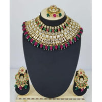 SNERA Gold Plated Kundan Stone & Beads Necklace Set
