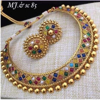 SNERA Gold Plated Kundan Stone Necklace Set
