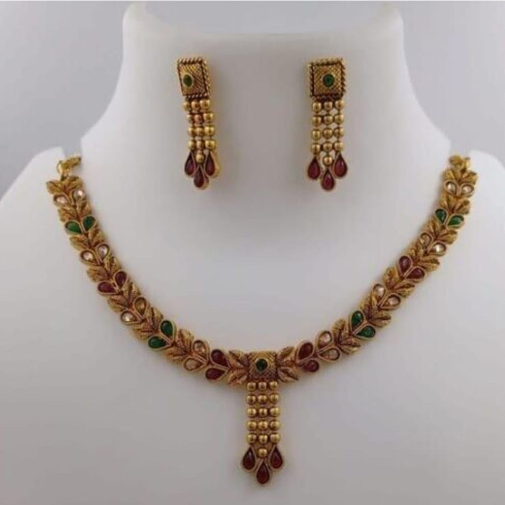 SNERA Gold Plated Kundan Stone Necklace Set