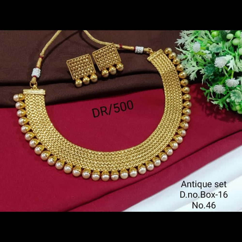 SNERA Gold Plated Pearl Choker Necklace Set