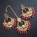 SNERA Gold Plated designer Kundan Stone Dangler Earrings With Maang Tikka