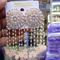 SNERA Gold Plated designer Pota Stone Dangler Earrings