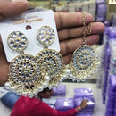 SNERA Gold Plated designer Kundan Stone Dangler Earrings With Maang Tikka