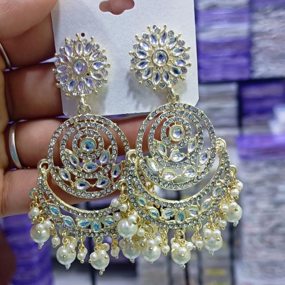 SNERA Gold Plated designer Kundan Stone Dangler Earrings