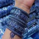 SNERA Silver & Black Plated Mirror Bangle Set