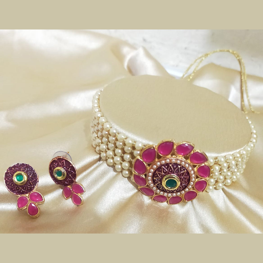 SNERA Gold Plated Meenakari And Kundan Necklace Set