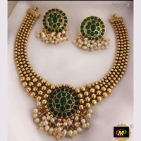 SNERA Gold Plated Pota Stone Choker Necklace Set