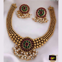 SNERA Gold Plated Pota Stone Choker Necklace Set