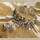 SNERA Gold Plated Kundan & Beads Choker Necklace Set