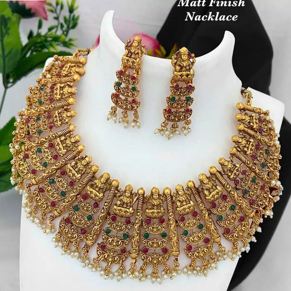 SNERA Gold Plated Pota Stone Choker Necklace Set
