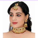 SNERA Gold Plated Kundan Stone & Beads Choker Necklace Set
