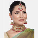 SNERA Gold Plated Kundan Stone & Beads Choker Necklace Set