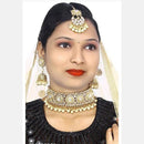 SNERA Gold Plated Kundan Stone & Beads Choker Necklace Set