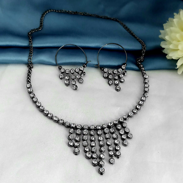 Kriaa Black Plated Marcasite Necklace Set