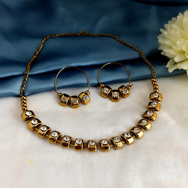 Kriaa Brown Gold Plated Austrian Stone Necklace Set