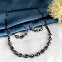 Kriaa Black Plated Marcasite Necklace Set