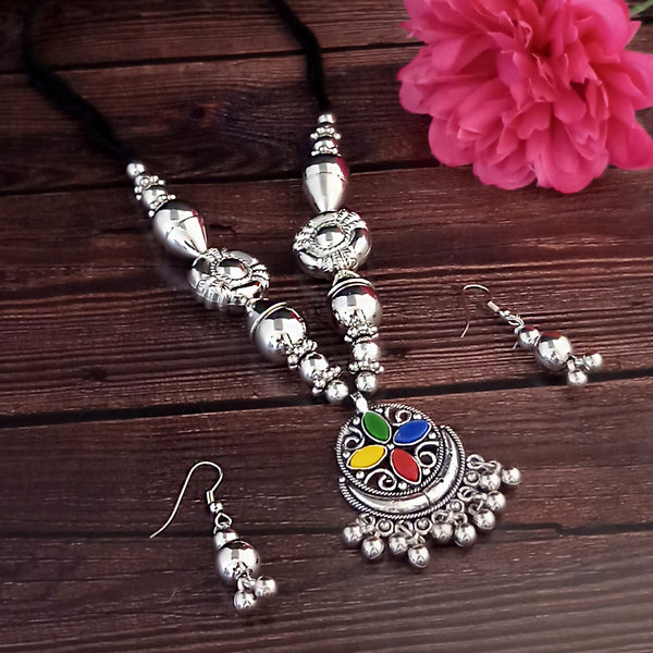 Jeweljunk Navratri Special Oxidised Plated Multicolour Necklace set