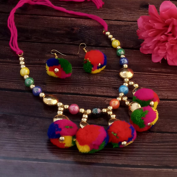 Jeweljunk Navratri Special Multicolour Pom Pom Necklace set