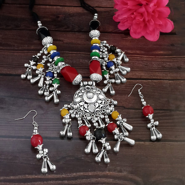 Jeweljunk Navratri Special Oxidised Plated Multicolour Necklace set