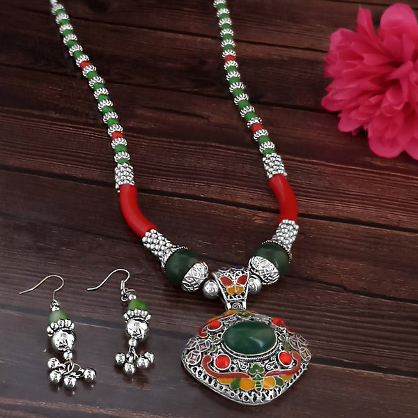 Jeweljunk Navratri Special Oxidised Plated Multicolour Necklace set