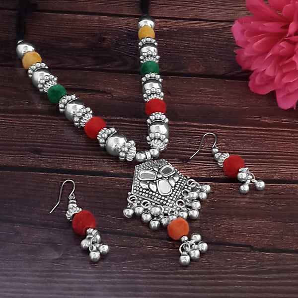 Jeweljunk Navratri Special Oxidised Plated Multicolour Necklace set