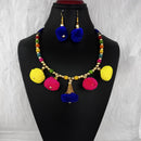 Jeweljunk Gold Plated Multicolor Pom Pom Necklace Set  - 1115667