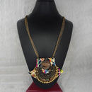 Jeweljunk Antique Plated Mirror And Fabric Fashion Necklace  - 1115675A